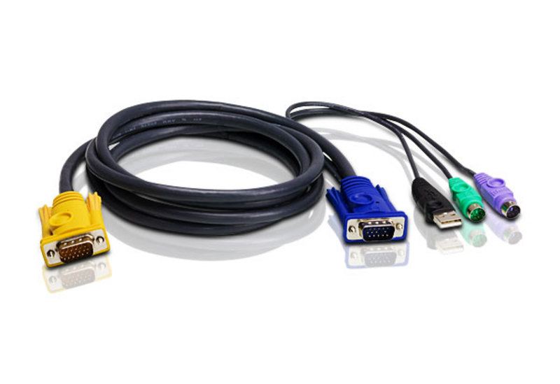 ATEN 2L-5305U: Master View KVM Cable, DB15M toUSB/VGA, 15'
