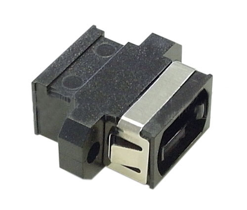 A-MPOS: MPO fiber coupler for straight wiring (key up to key down) panel mount, black