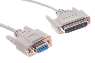 C-DB9DB25-FMN: 6ft to 25ft DB9 female to DB25 male Serial Null-Modem Cable