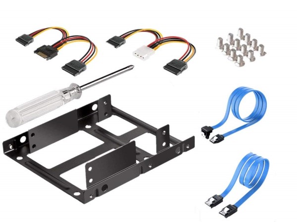 HF-HDD-SDD-KIT: 2.5" Convert to 3.5" HDD/SDD Double Mount with SATA Data & Power Cables