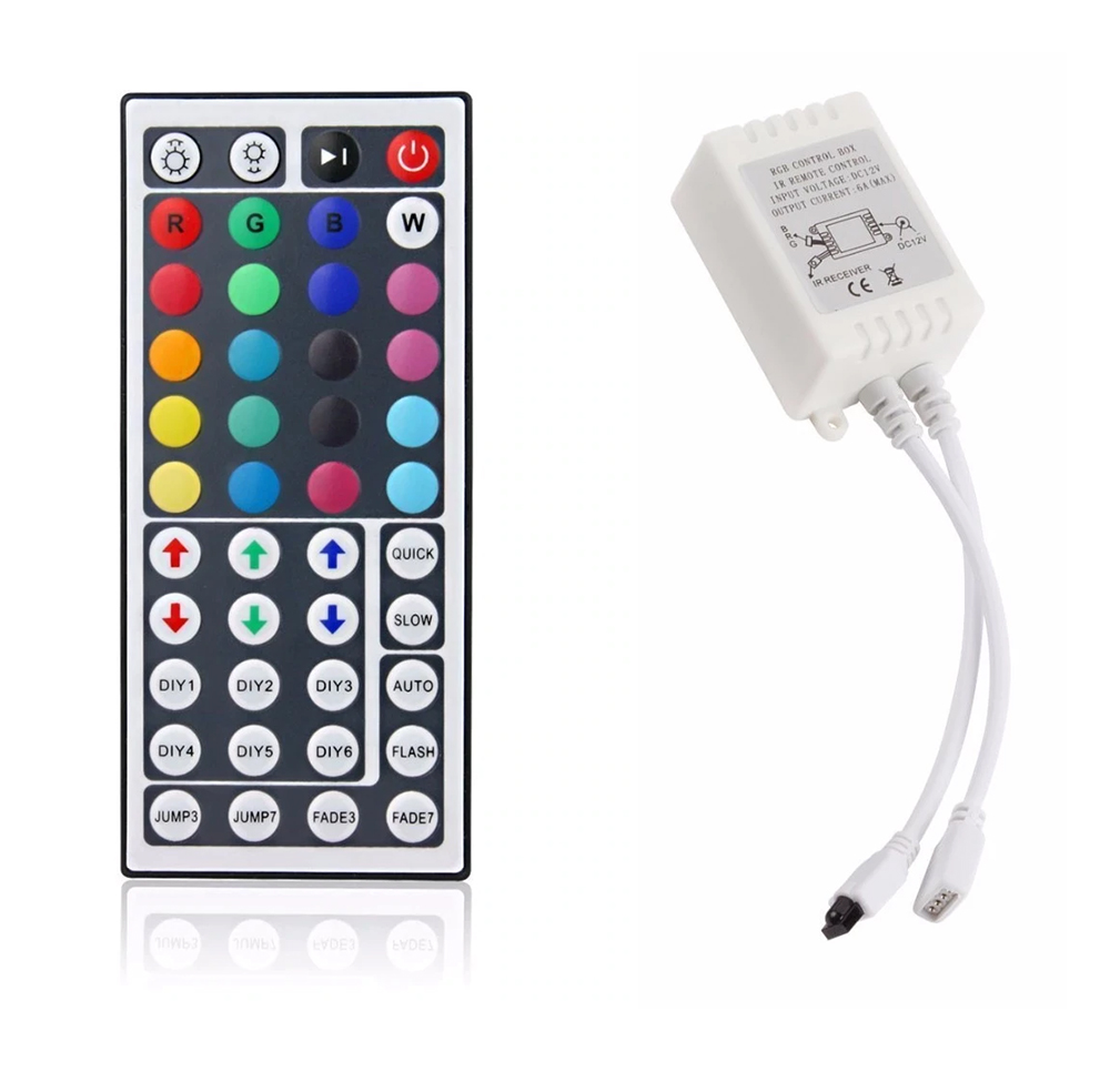 HF-MCLED44: Led Light Remote Controller Kit, 1-Port 44 Keys Wireless IR Remote with Receiver for RGB 5050 2835 LED Strip Lights