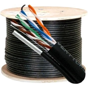 HFCAB--CAT6M-O: Outdoor 1000ft/305m 4 Pair Cat6 550MHz Solid Bulk Cable UV with Messenger - Black