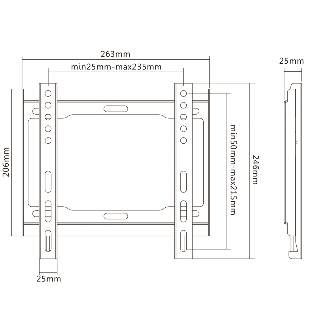 HFTM-FO2342: TV wall mount, fixed open frame, VESA 200x200, size: 23-42"