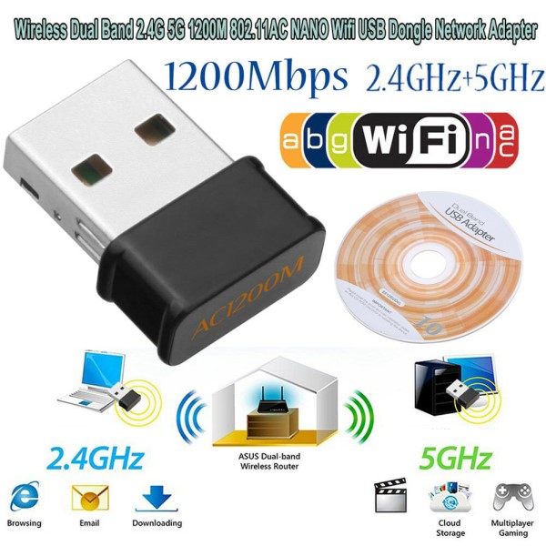 HF-NU1200: 1200Mbps WIRELESS AC 2.4G+5G USB Adaptor