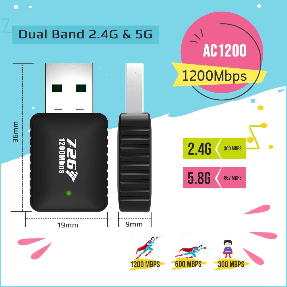 MAG-W1200: WiFi Adapter 1200Mbps WiFi Dongle 2.4G/5G USB Adapter for MAG 254 256 322 Mag322w1 Mag324w2