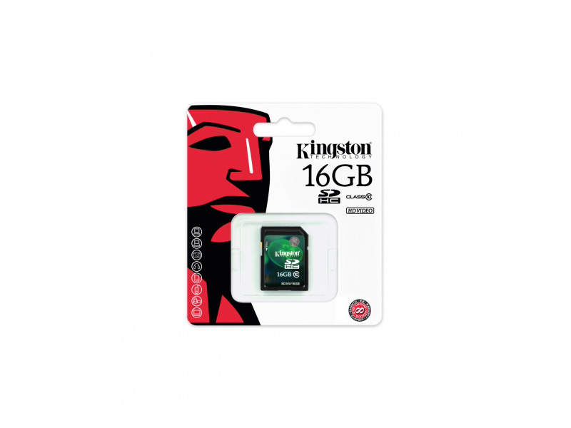 SD-Kingston-C10-16G: Kingston SD10V/16GB SDHC Flash Memory Card - 16GB, Class 10, 10MB/s Write Speed, Plug & Play