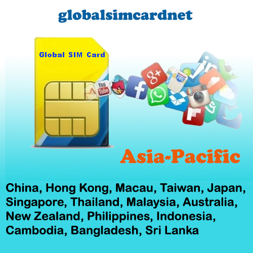 GSC-AS1: China/Asia Pacific Area1 Travelling Internet LTE Global SIM Card 2-5GB/7-30 Days