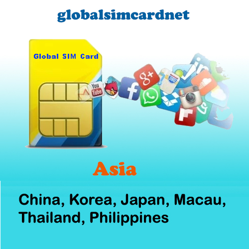 GSC-AS2: China/Korea/Asia Area2 Travelling Internet LTE Global SIM Card 2-5GB/7-30 Days