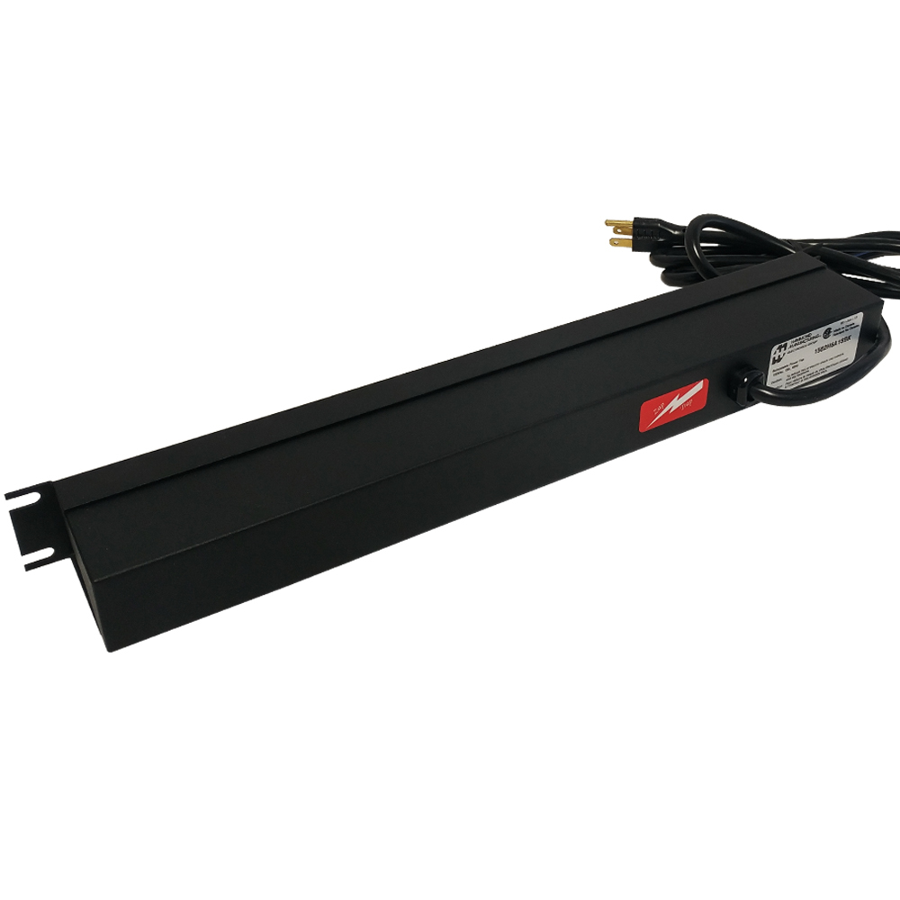 1582H6A1SBK: Power strip with surge - horizontal rackmount, 6ft cord, front 6-out 5-15R