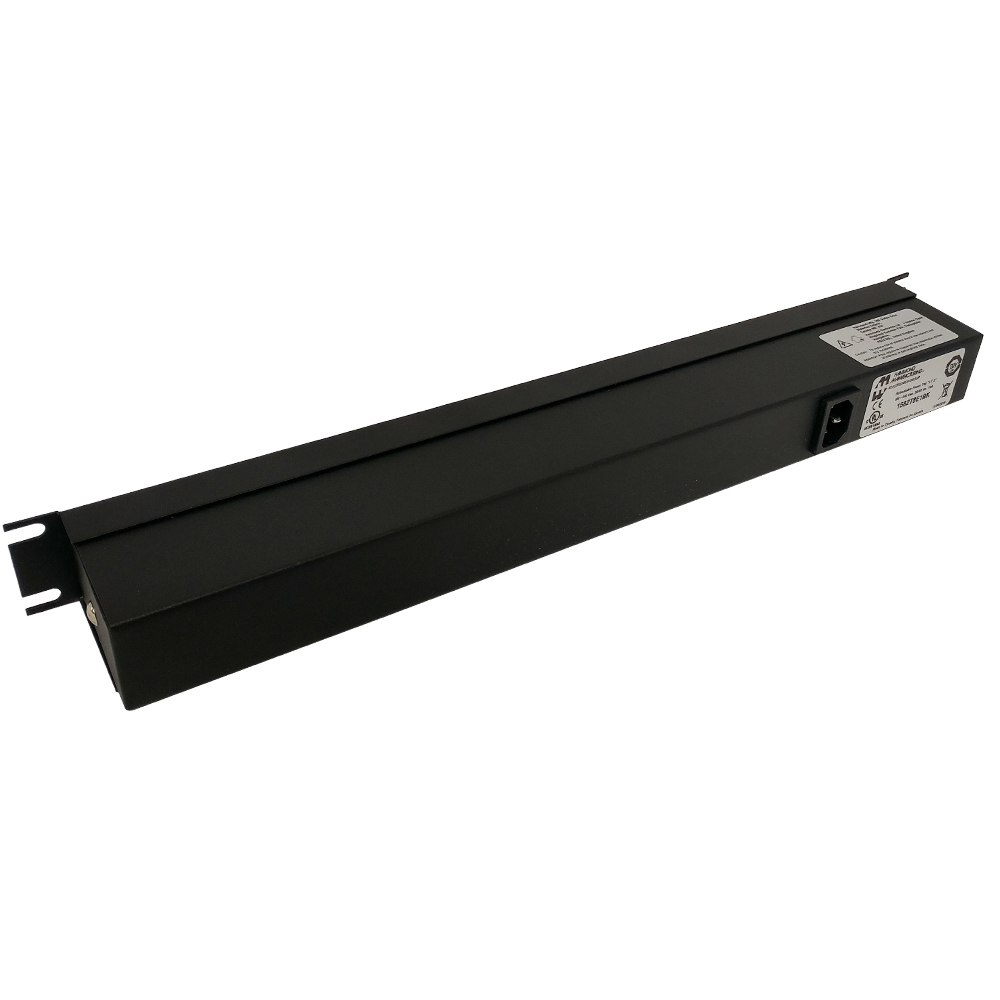 1582T8E1BK: 19 Inch 8 Outlet Horizontal Rack Mount Power Strip - C14 Inlet, C13 Front Receptacles - Click Image to Close