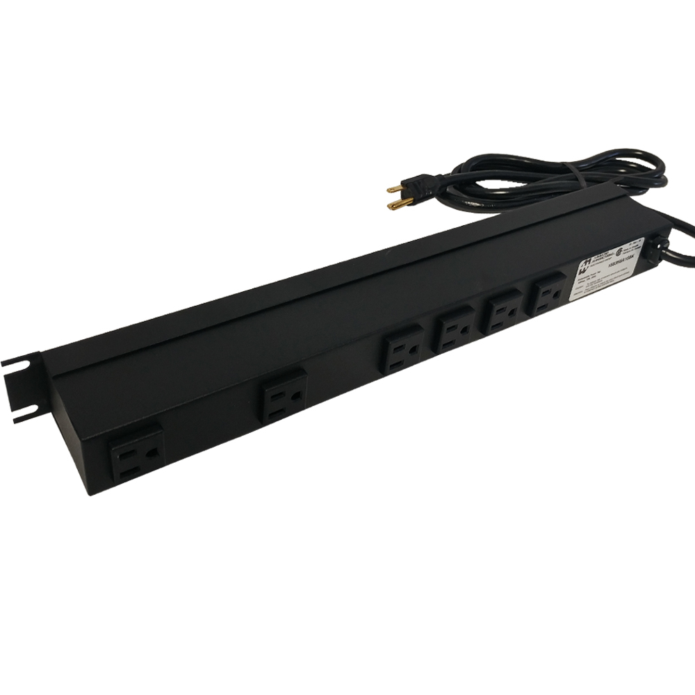 1583H6A1SBK: Power strip with surge protection - horizontal rackmount, 6ft 5-15P cord, rear 6-out 5-15R