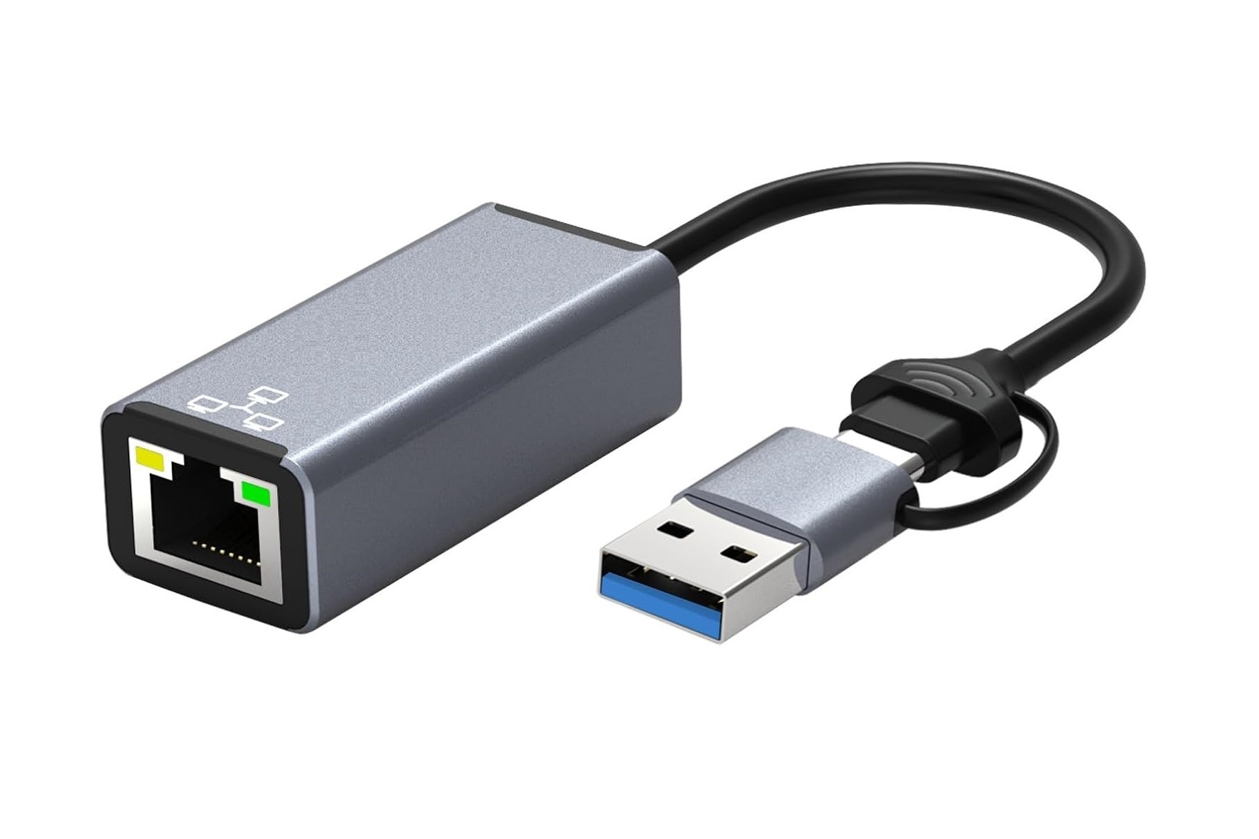 HF-UCRJ45: 2-in-1 Ethernet Adapter, USB Type C and USB 3.0 to RJ45 Thunderbolt 3, 100/1000Mbps Network LAN for MacBook Pro, MacBook Air, iPad Pro, Surface, Huawei Matebook, DELL XPS and More HF-UCRJ45: 2-in-1 Ethernet Adapter, USB Type C and USB 3.0 to RJ45 Thunderbolt 3, 100/1000Mbps Network LAN for MacBook Pro, MacBook Air, iPad Pro, Surface, Huawei Matebook, DELL XPS and More