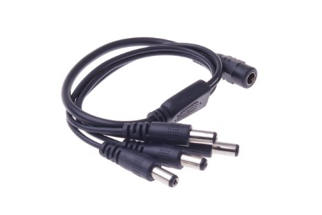 A-2135F4M: DC power splitter cable for security CCTV, 1 x 2.1mm female to 4 x 2.1mm male