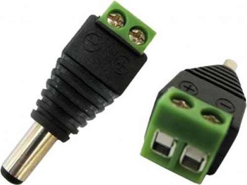 A-2135M2: DC power connector male, 2.1mm x 5.5mm screw down