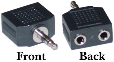 A-251235MF: 2.5mm stereo male to 2 x 3.5mm stereo female adapter