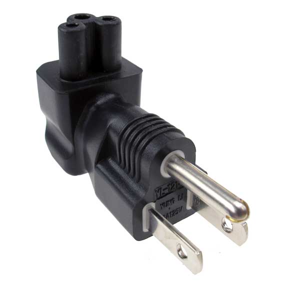 A-515PC5MFR: 5-15P Male to C5 Female right angle power adapter