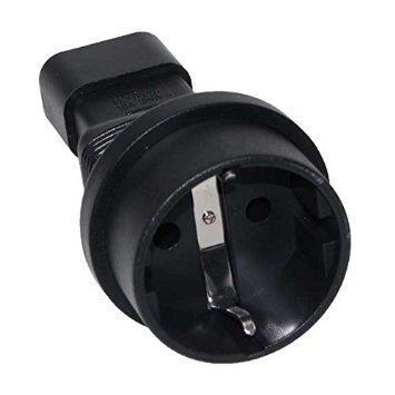 A-77C14RM: Schuko CEE 7/7 (Euro) receptacle to C14 Male power adapter