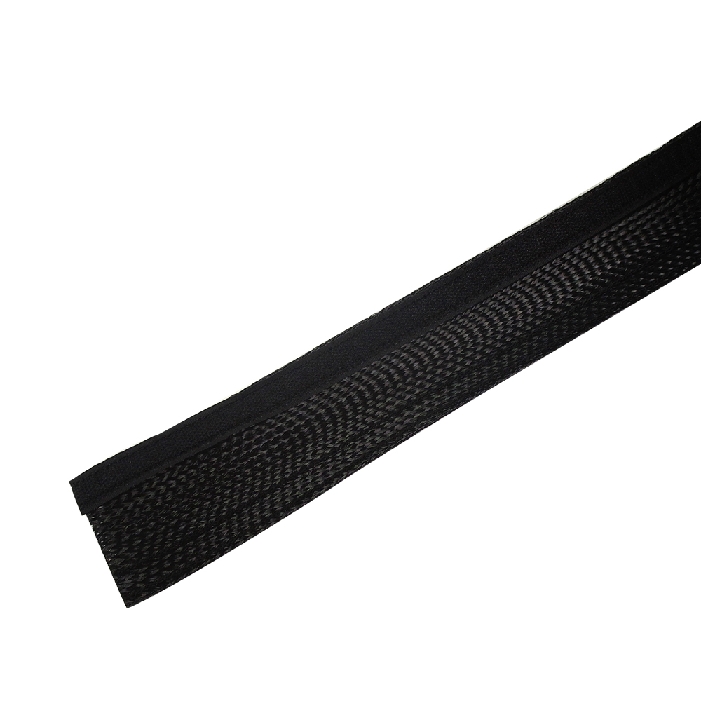BS-FW075-100BK: 100ft 3/4 inch Split Hook and Loop Braided Sleeving Black - Click Image to Close