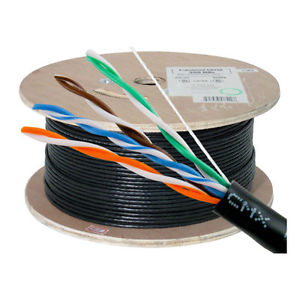HFCAB--CAT6DB-O: Outdoor 1000ft/305m 4 pair Cat6 solid direct burial CMX - black
