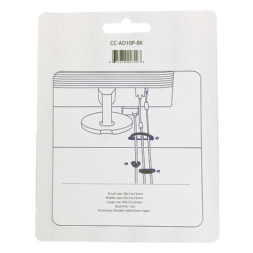 CC-AD10P-BK: Cable Clips Multi-Pack - Adhesive - Black (10 Pack)