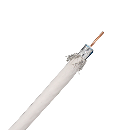 Cab-RG6-1000Ft-2W: 1000ft RG6 18AWG BC Bulk Cable 60% AL Braid + Foil CMR/FT4 - White