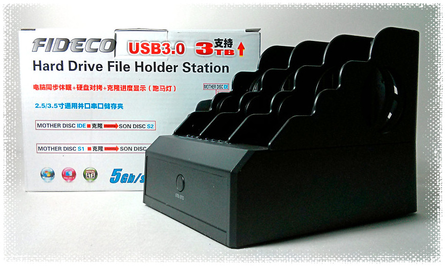 HF-ENC-YPZ08A-U3: USB3.0 Dock 3 slot w/clone for IDE+SATA
