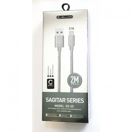 GS-20: 2 Meter Lightning USB Cable, Aluminum Alloy Shell and Nylon Braided