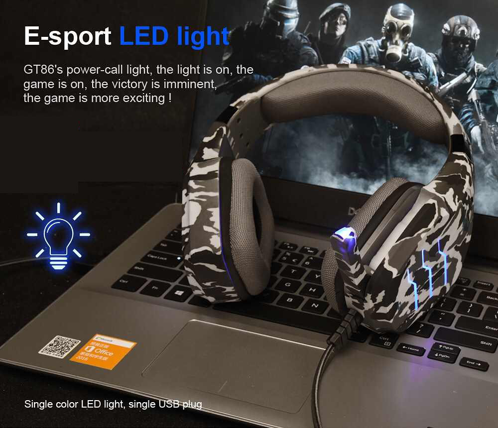 Ovleng GT88: 3.5mm Wired Esports Gaming Headset With Mic LED Stereo 7.1 Virtual Surrounded HIFI Headphone For PS4 PC Laptop - Click Image to Close