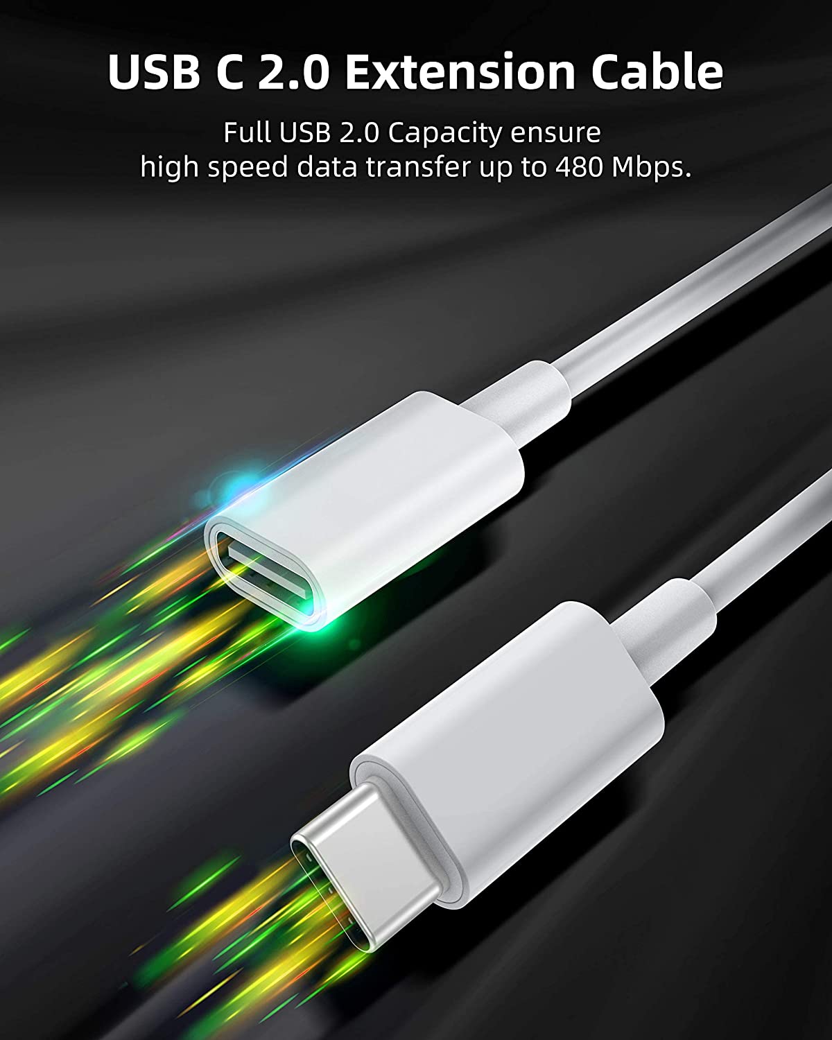 HF-6FTUCMUCF: USB C Extension Cable 6 FT/1.8M, 9V 3A USB Type C Female to Male Extension Cable for Mag- Safe Charger
