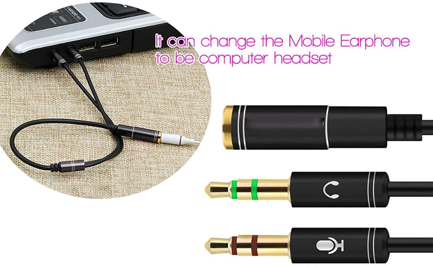 HF-A352M1F: .Female TRRS to Dual 3.5mm Male Y Splitter Cable