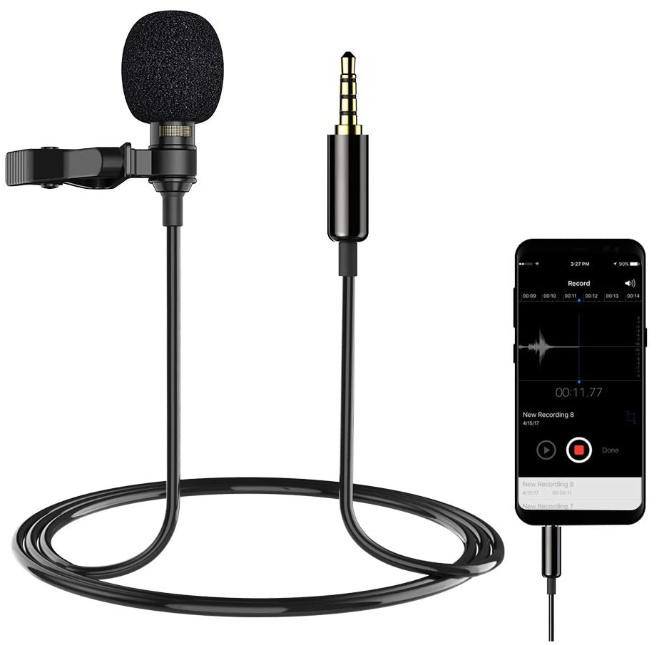 HF-A35MIC: Lavalier Lapel Clicp-on Microphonewith 3.5mm Audio Jack, Noise Canceling Mic for for Phone, Camera, Audio Video, Recording