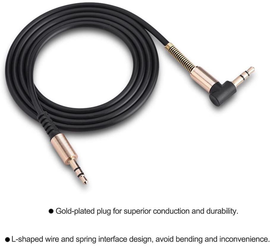 HF-A35MM90: 3.5mm Male to Male Aux Cable Auxiliary Audio Jack to Jack Cable 90 Degree Right Angle Compatible for Speaker Headphone 3ft/1m - Click Image to Close