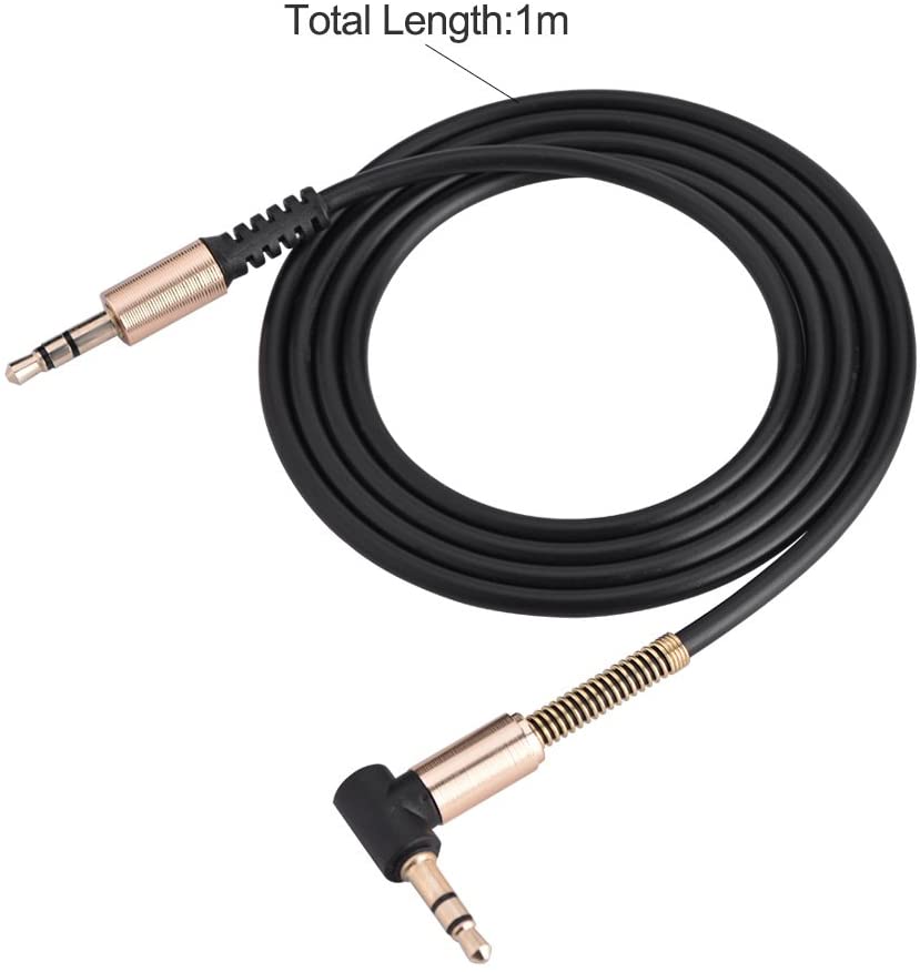 HF-A35MM90: 3.5mm Male to Male Aux Cable Auxiliary Audio Jack to Jack Cable 90 Degree Right Angle Compatible for Speaker Headphone 3ft/1m - Click Image to Close
