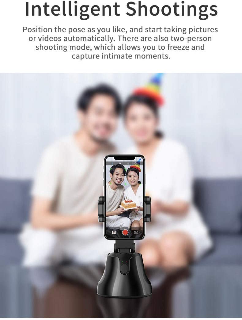HF-AGRC1: Personal Robot Camera, 360 Rotation Auto Tracking Smart Following Face & Object Phone Mount Stand Holder Tripod Selfie - Click Image to Close