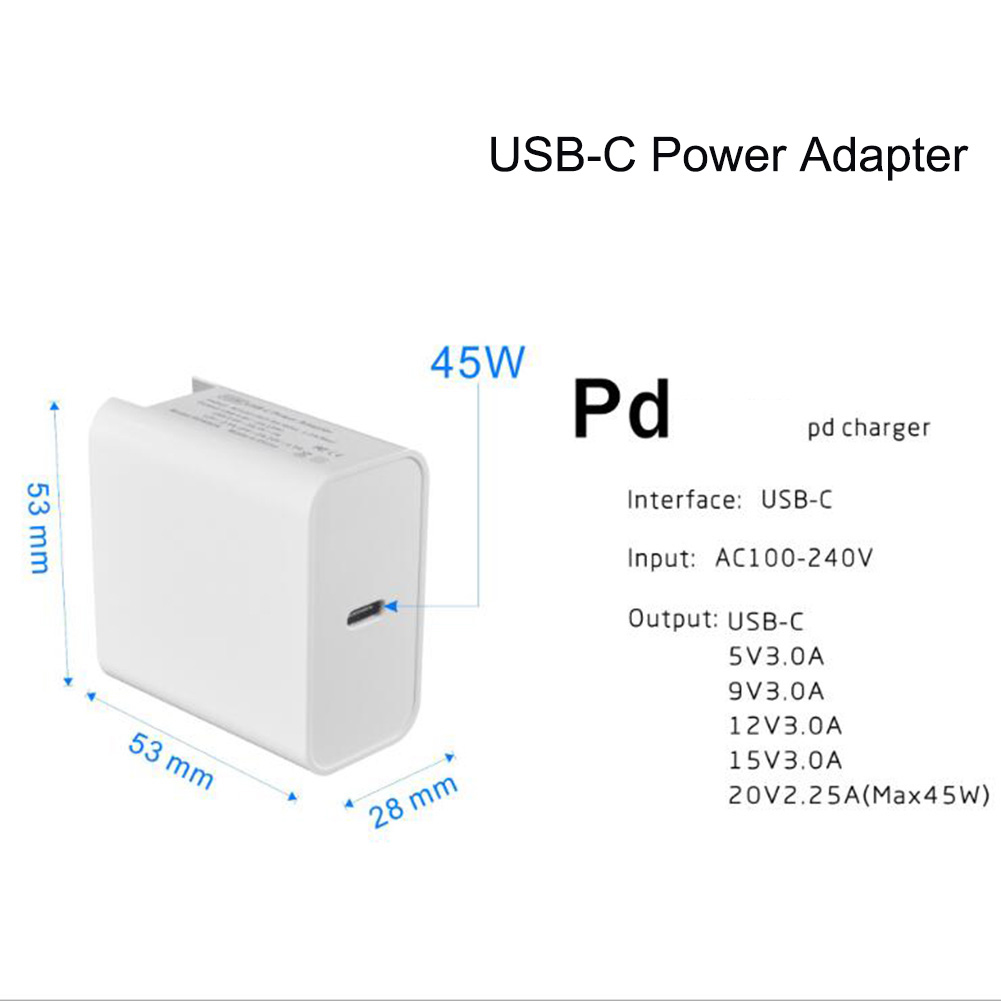 HF-APPD3045: USB C Charger 45W PD Quick Charger Type-C Wall Charger Power Adapter for MacBook iPhone, Samsung Galaxy, Pixel, iPad Pro cUUL Listed