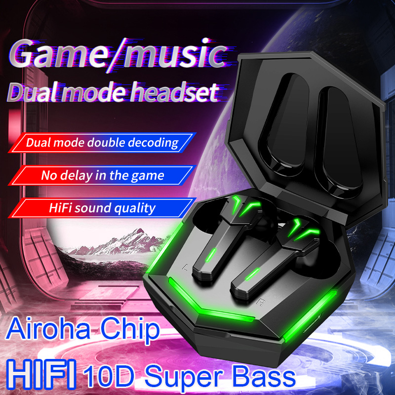 HF-BGHA69: TWS True Wireless Bluetooth 5.0 Gaming Earphones Games Headphones Hifi Stereo Audio Earbuds 10D Super Bass For Iphone Samsung