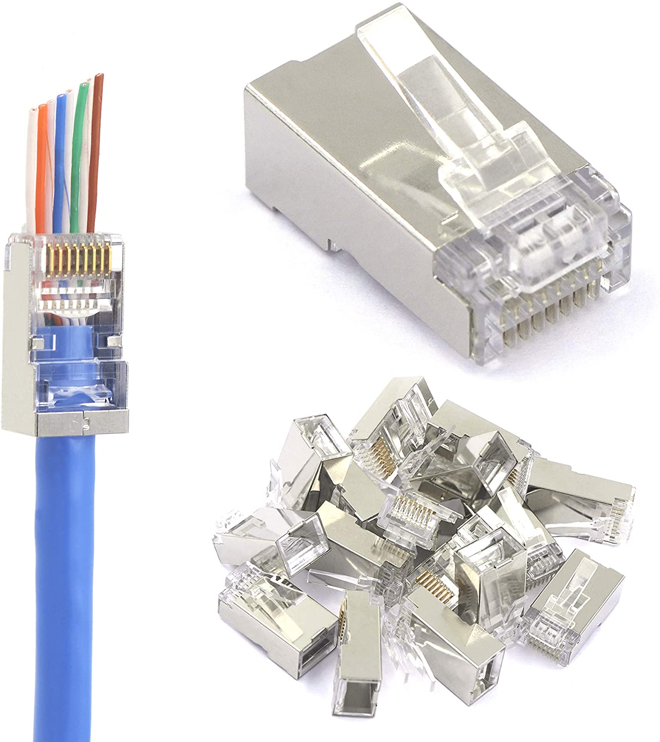 HF-CAT6100SC: RJ45 CAT6 Pass-Through Shielded Networking Cable Connector(100pcs/small box)