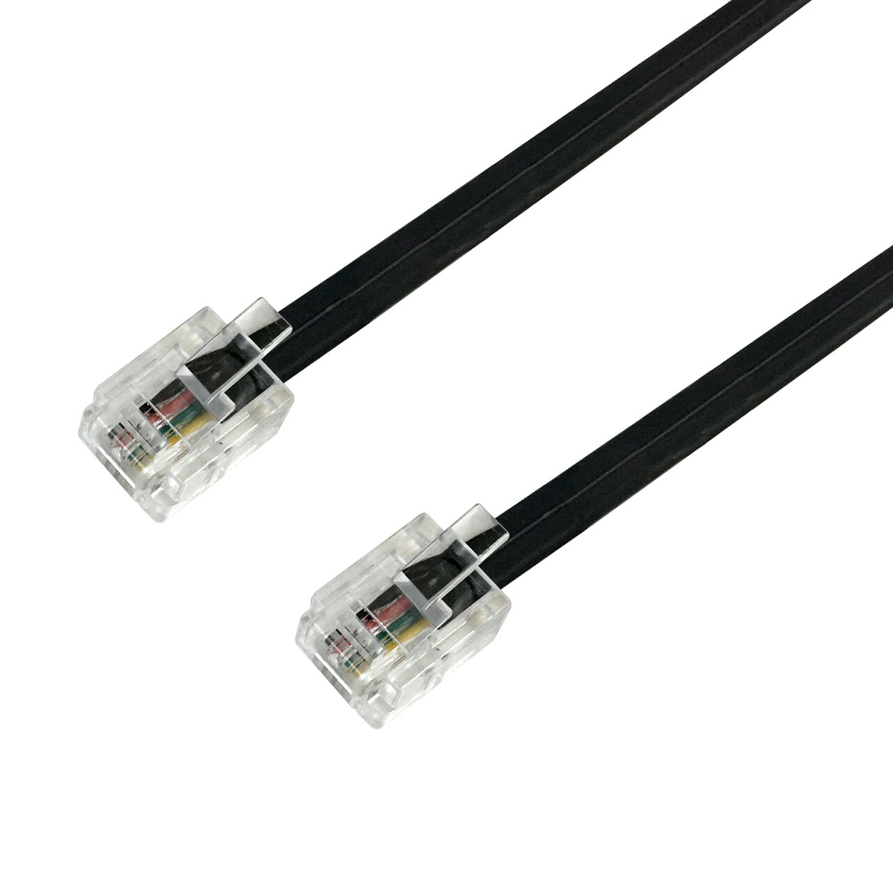 HF-CBK6P4C: 1 to 15 ft RJ11 Modular Data Telephone Cable Straight Through 6P4C - 28AWG - Black