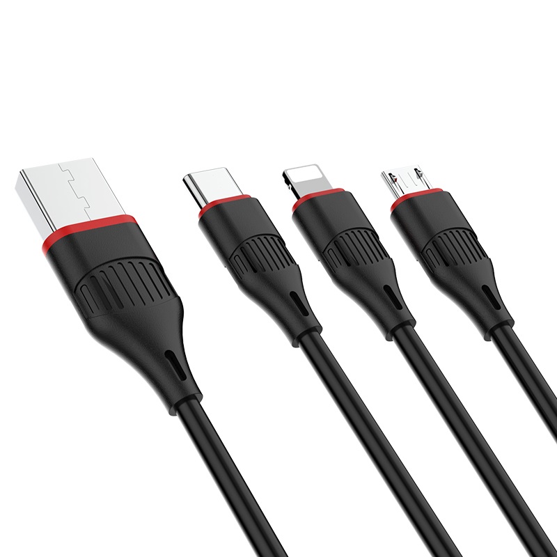 HF-CBX17: 3-in-1 USB to Lightning / Micro-USB / USB-C 1m/3ft Charging Cable - Click Image to Close
