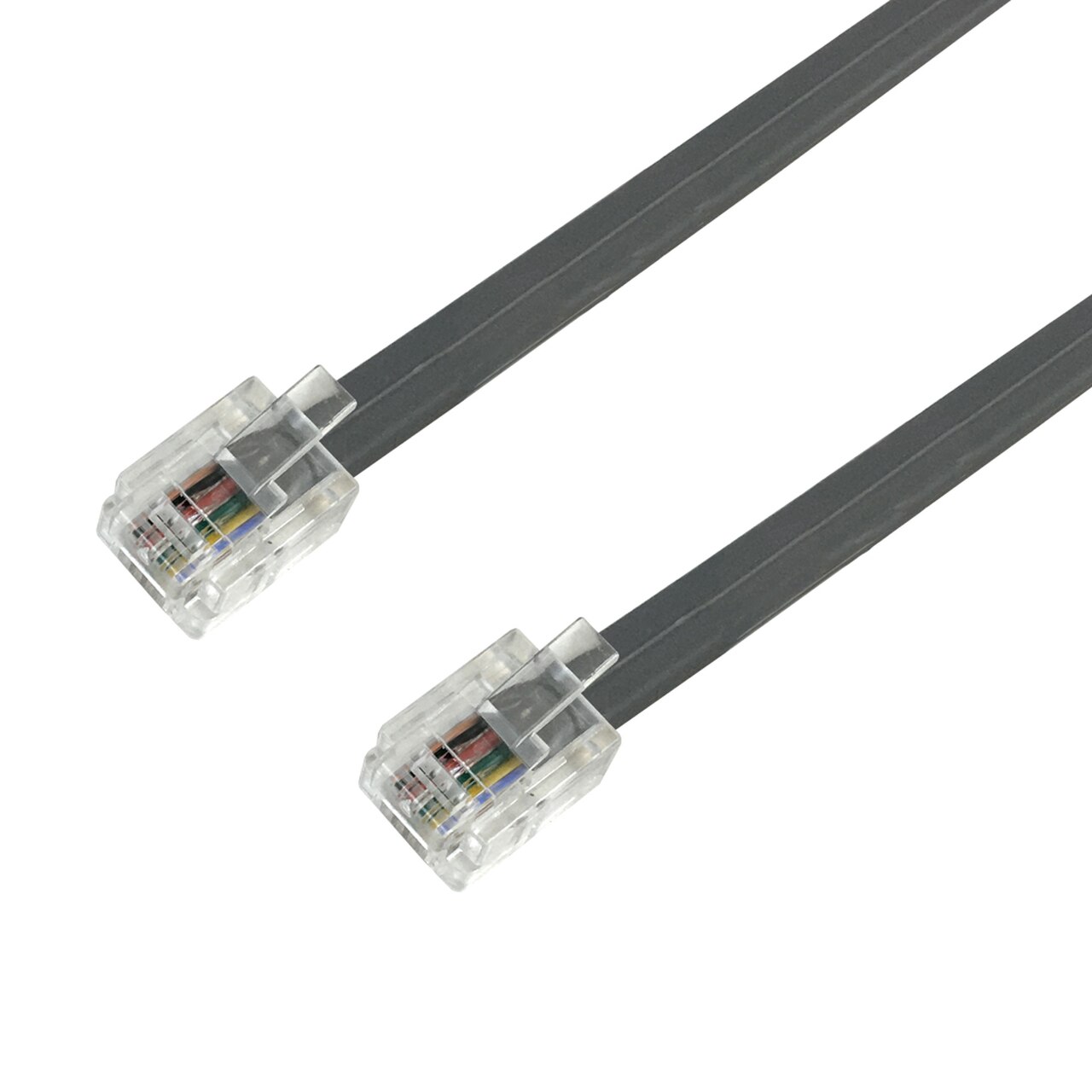 HF-CSS6P4C: 1 to 15 ft RJ11 Modular Data Telephone Cable Straight Through 6P4C - 28AWG - Silver Stain