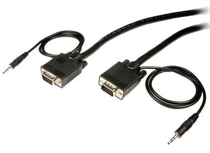 HF-Cab-Vga+Aud: low-cost 6 to 50 Ft VGA+3.5mm Audio Cable M/M