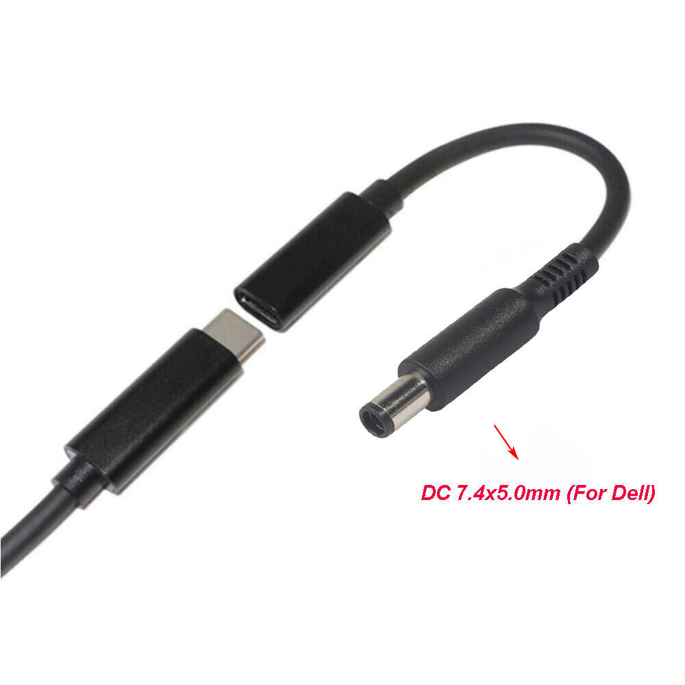 HF-D7450TC-A: 7.4x5.0mm to USB C TYPE Laptop Charger Adapter Power Converter Cable for Dell HP Laptop