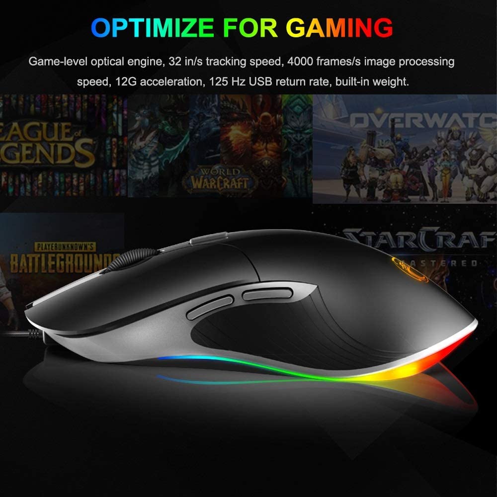 HF-IMX6SE: High Configuration USB Wired Gaming Mouse Computer Gamer 3200 DPI Optical Mice for Laptop PC Game Mouse