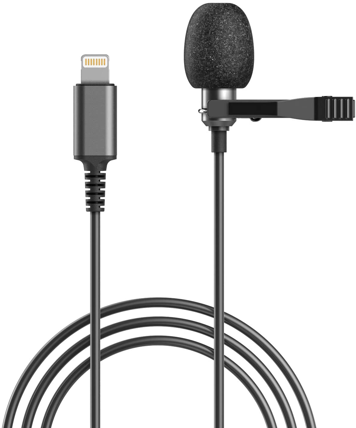 HF-IPHMIC: Lavalier Microphone for iPhone - Lightning Clip On Lapel Mic for Calls/Professional Recording Omnidirectional Condenser