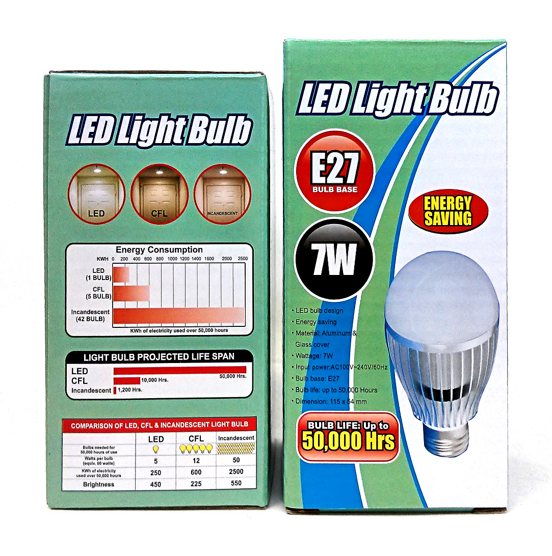 HF-LED-BULB-7WE27: LED 7W Power Saving Replacement Light Bulb