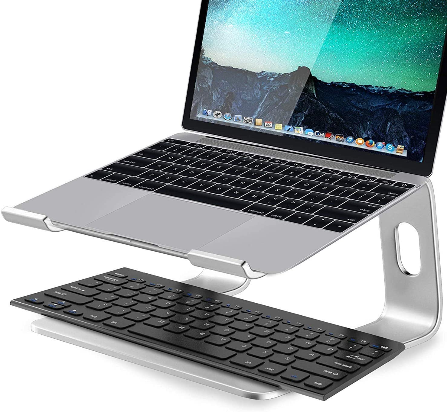 HF-LSH: Aluminum Laptop Stand for Desk Compatible with Mac MacBook Pro Air Apple Notebook, Portable Holder