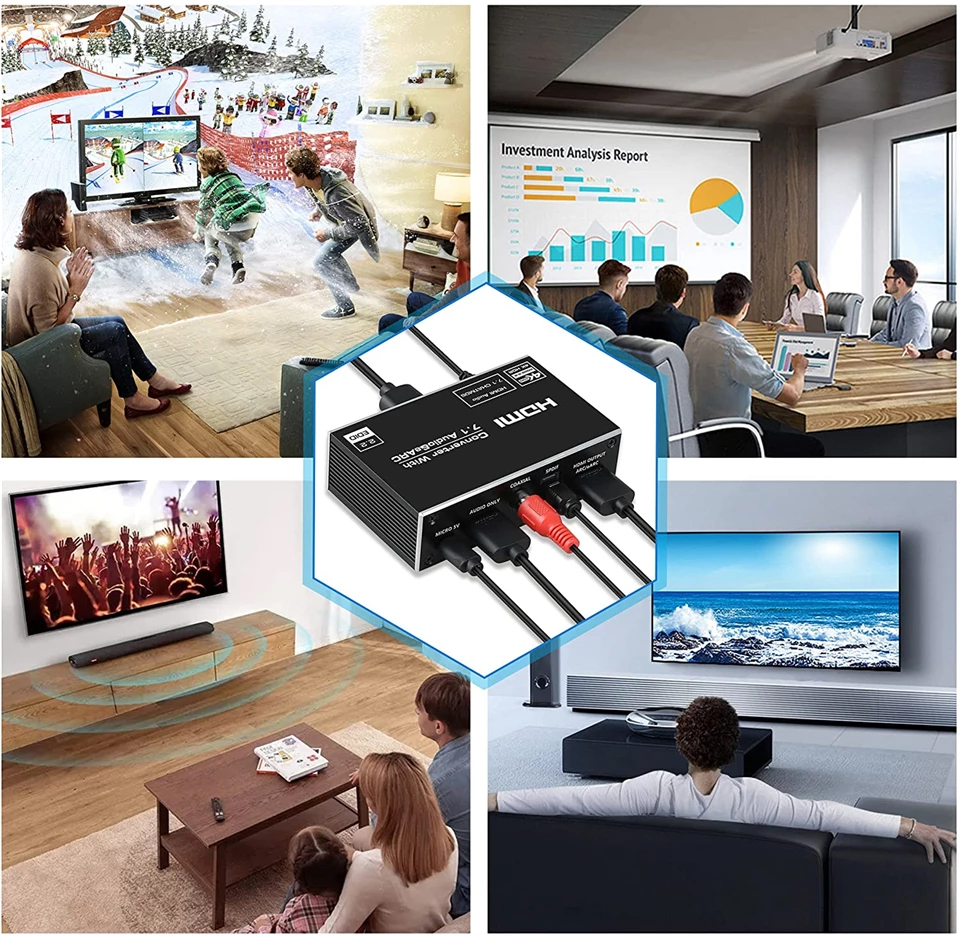 HF-M620: HDMI 2.0 Audio Extractor 4K 120Hz RGB8:8:8 HDR HDMI Splitter Audio Converter 4K HDMI to Optical TOSLINK SPDIF 7.1 w/ eARC/ARC - Click Image to Close