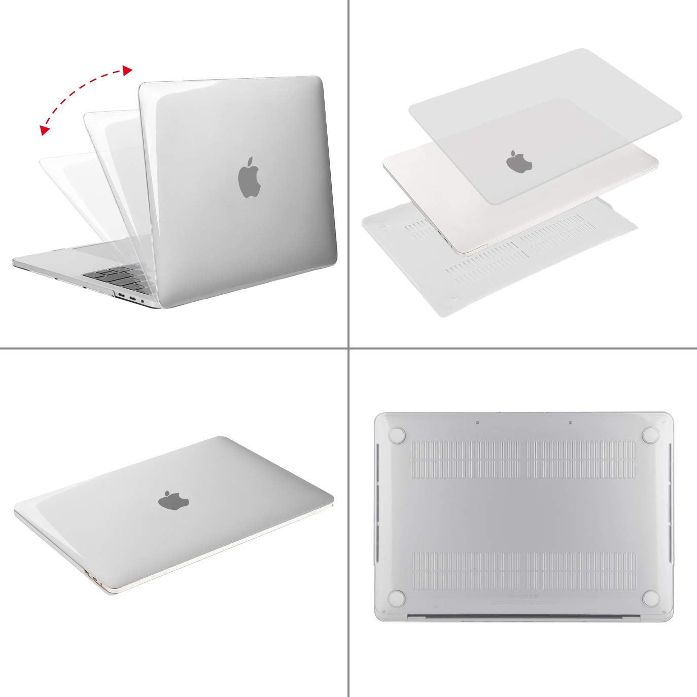 HF-MBP15-CSC: MacBook Pro 15 Case 2019 2018 2017 2016 Release A1990 / A1707 with Touch Bar & Touch ID, Plastic Hard Case Shell Cover Compatible with MacBook Pro 15 Inch, Clear