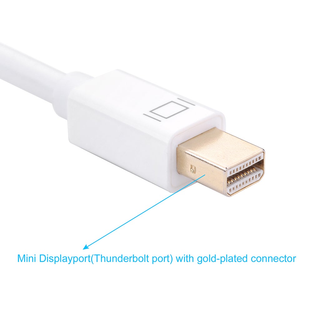 HF-MDP4in1: 4-in-1 Mini DisplayPort (Compatible Thunderbolt) to HDMI/DVI/VGA Adapter Cable with Audio Output, Male to Female Converter Apple Macbook Air Pro, Microsoft Surface Pro, Surface Book, White - Click Image to Close