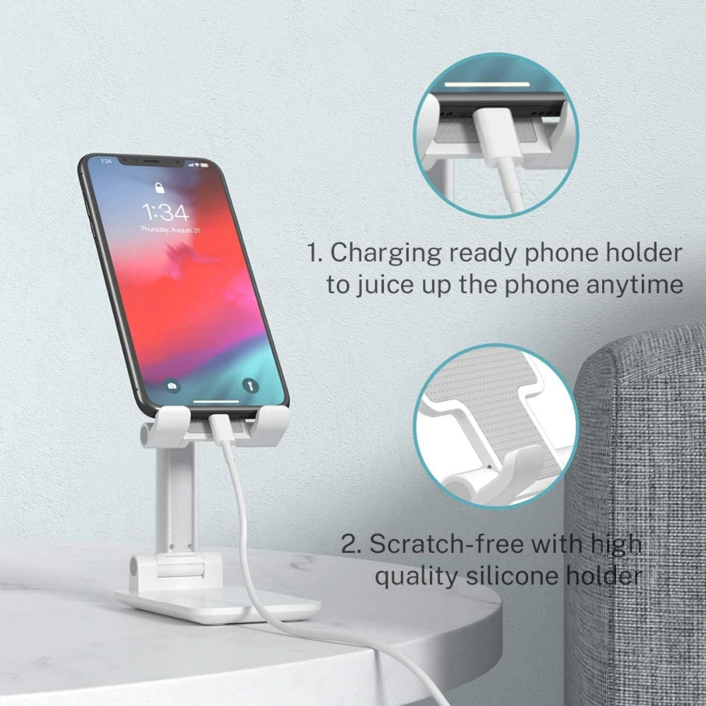 HF-PTH33: HYFAI Adjustable Cell Phone/Tablet Desktop Stand Cradle Dock Holder Compatible with iPhone/iPad and more 4.0 to 13" - Click Image to Close